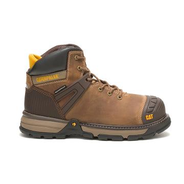 Caterpillar Excavator Superlite Waterproof Soft Toe Férfi Vízálló Bakancs Kávé | CAT153-HU