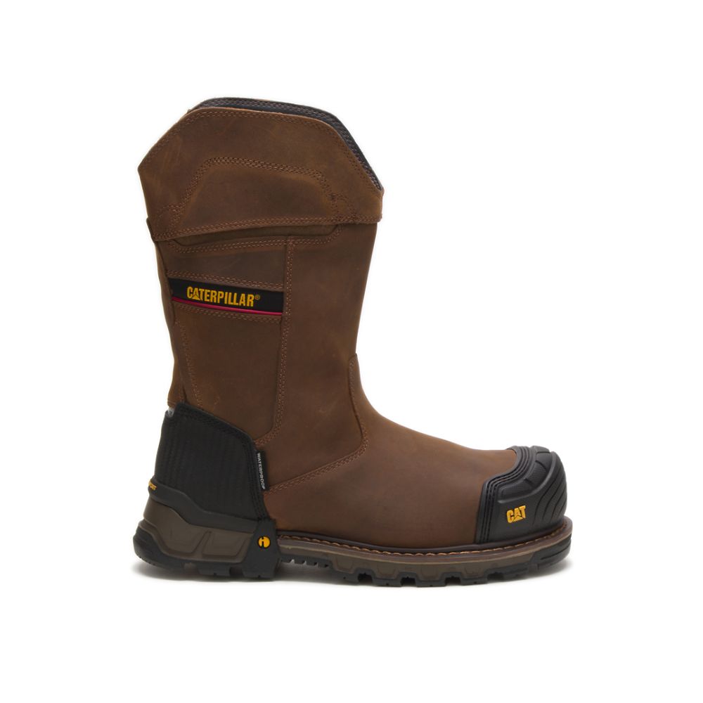Caterpillar Excavator XL Pull On Waterproof Composite Toe Férfi Vízálló Bakancs Kávé | CAT132-HU - Kattintásra bezárul