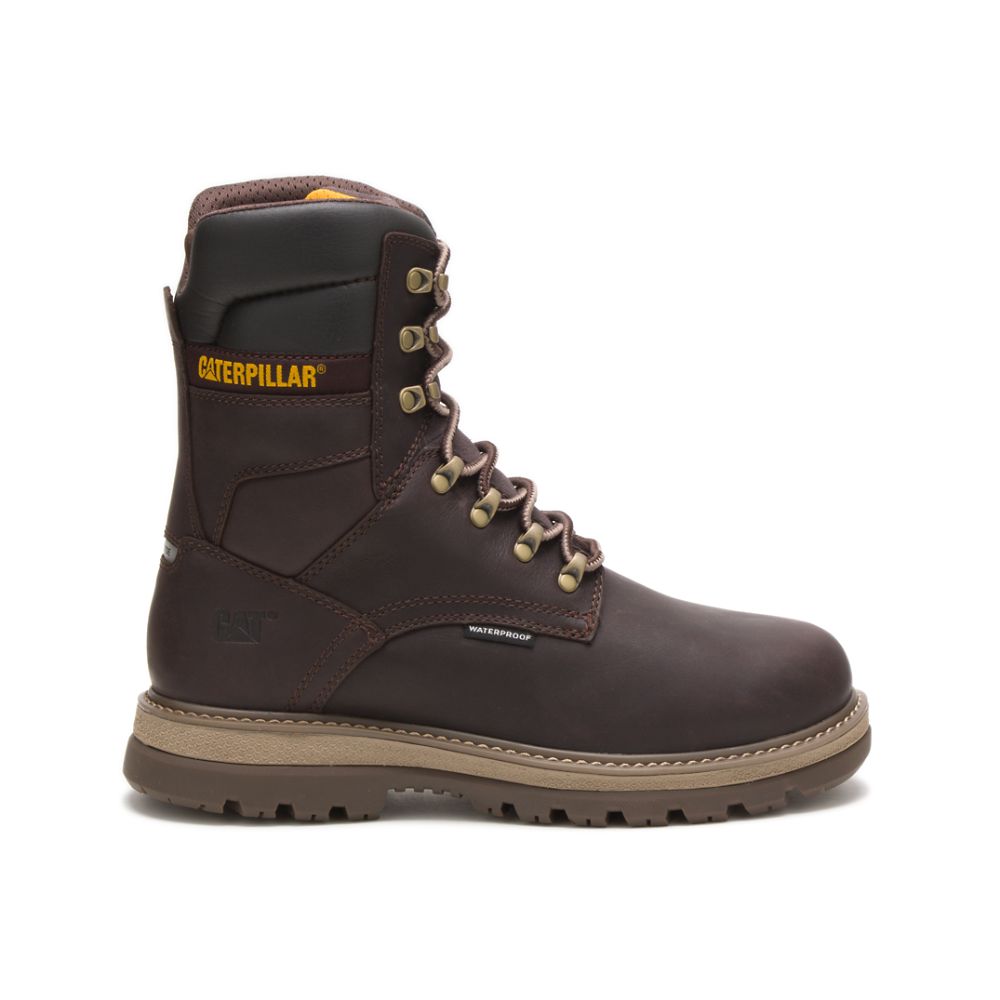 Caterpillar Fairbanks 8" Waterproof TX Steel Toe Férfi Munkavédelmi Bakancs Kávé | CAT046-HU - Kattintásra bezárul
